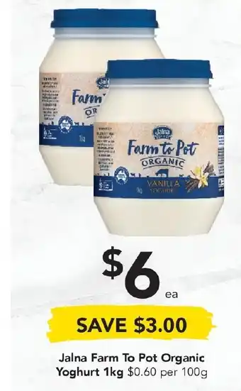 Drakes Jalna Farm To Pot Organic Yoghurt 1kg offer