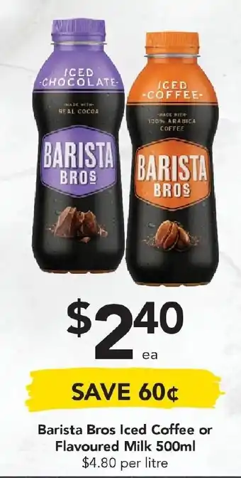 Barista Bros Iced Coffee or Flavoured Milk 500ml