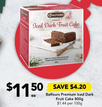 Drakes Balfours Premium Iced Dark Fruit Cake 800g offer