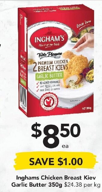 Drakes Inghams Chicken Breast Kiev Garlic Butter 350g offer