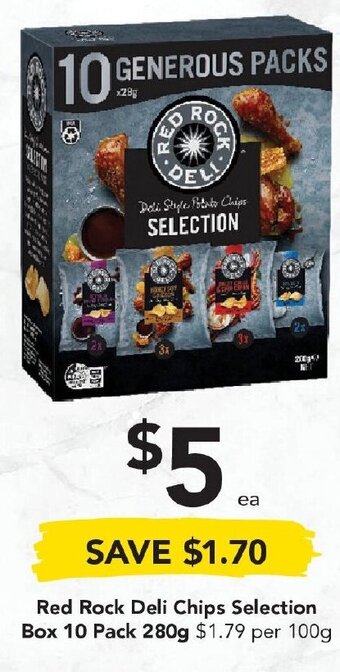 Drakes Red Rock Deli Chips Selection Box 10 Pack 280g offer