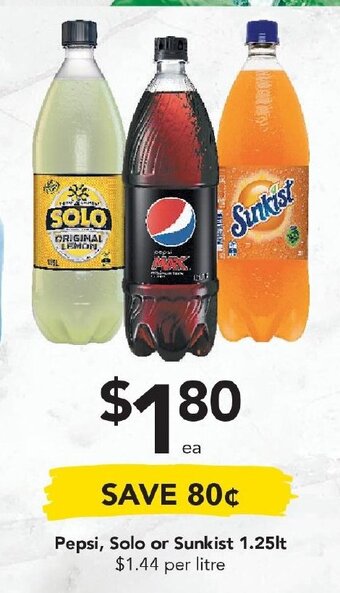 Drakes Pepsi, Solo or Sunkist 1.25lt offer