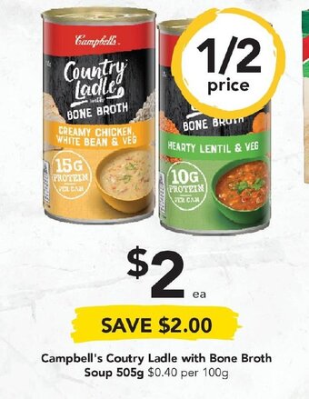 Drakes Campbell's Country Ladle with Bone Broth Soup 505g offer