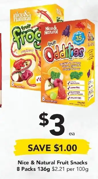 Drakes Nice & Natural Fruit Snacks 8 Packs 136g offer