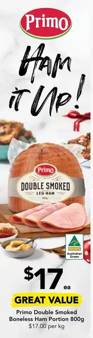 Drakes Primo Double Smoked Boneless Ham Portion 800g offer