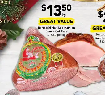 Drakes Bertocchi Half Leg Ham on Bone - Cut Face offer