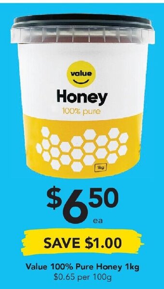 Drakes Value 100% Pure Honey 1kg offer