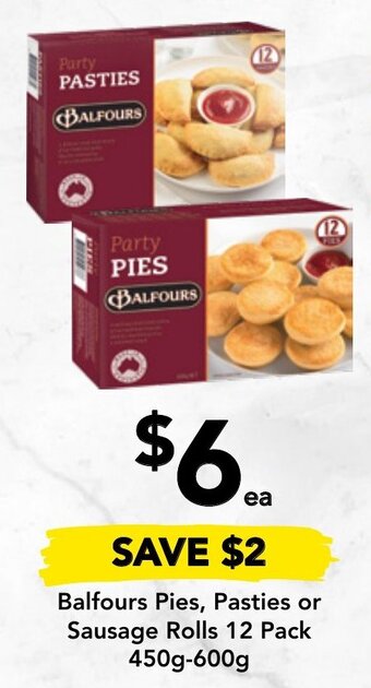 Drakes Balfours Pies, Pasties or Sausages Rolls 12 Pack 450-600g offer