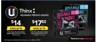 U By Kotex Reusable Undies Regular Bikini Sizes 6-12 1 Pack