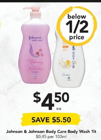 Drakes Johnson & Johnson Body Care Body Wash 1lt offer
