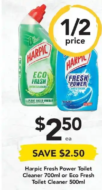 Drakes Harpic Fresh Power Toilet Cleaner 700ml or Eco Fresh Toilet Cleaner 500ml offer