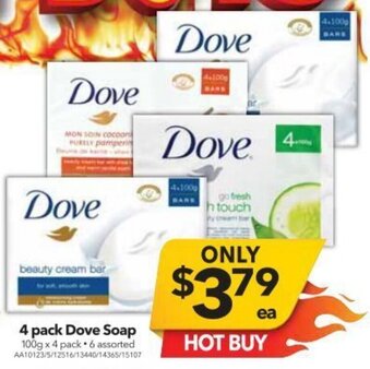 Cheap as Chips 4 Pack Dove Soap offer
