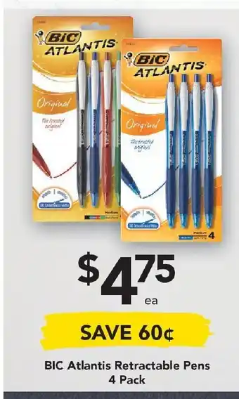 BIC Atlantis Retractable Pens 4 Pack