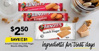 Drakes Arnott's Cream or Scotch Finger Biscuits 200-250g offer