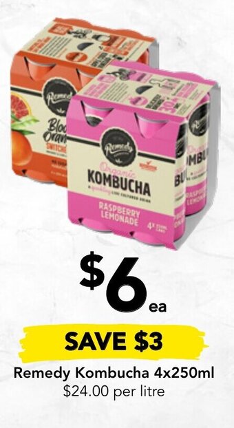 Drakes Remedy Kombucha 4x250ml offer
