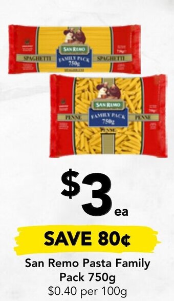 Drakes San Remo Pasta Family Pack 750g offer