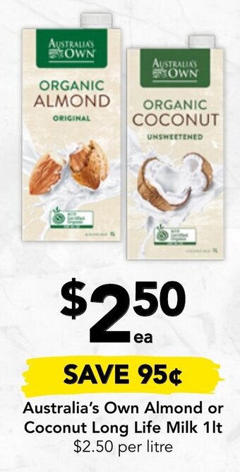 Drakes Australia's Own Almond or Coconut Long Life Milk 1lt offer