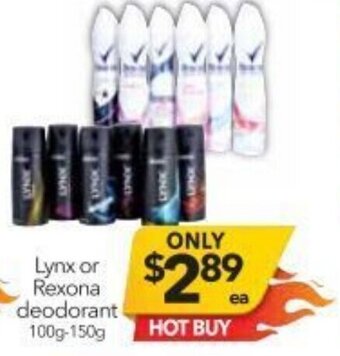 Lynx or Rexona Deodorant 100g-150g