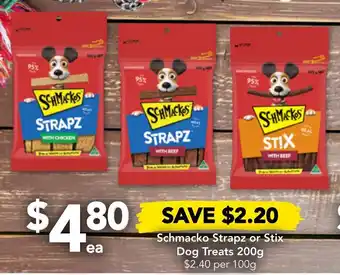 Drakes Schmacko Strapz or Stix Dog Treats 200g offer