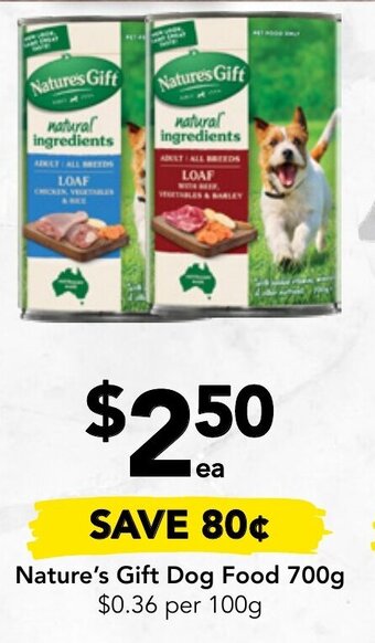 Drakes Nature's Gift Dog Food 700g offer