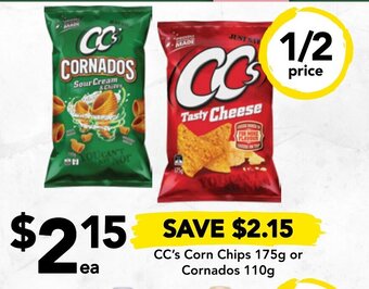 Drakes CC's Corn Chips 175g or Cornados 110g offer