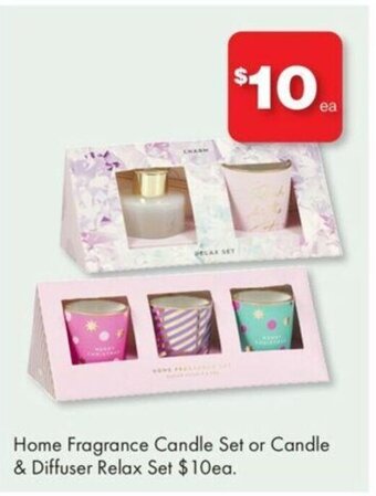 The Reject Shop Home Fragrance Candle Set or Candle & Diffuser Relax Set offer