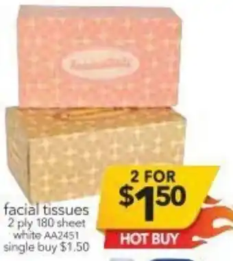 Facial Tissues 2 Ply 180 Sheet
