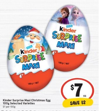 IGA Kinder Surprise Maxi Christmas Egg 100g offer