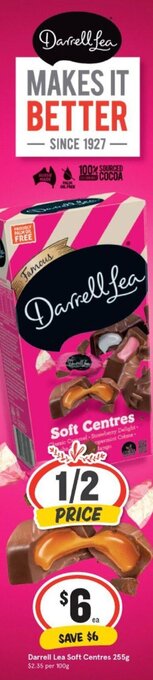 IGA Darrell Lea Soft Centres 255g offer