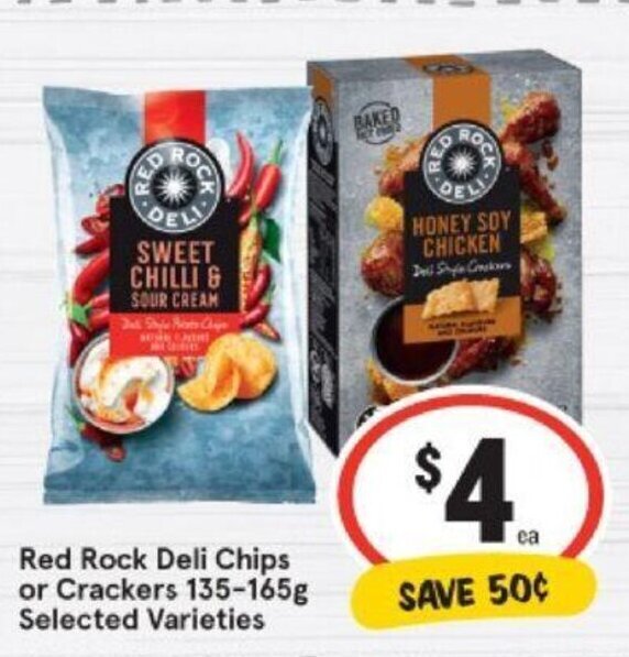 Red Rock Deli Chips or Crackers 135165g offer at IGA