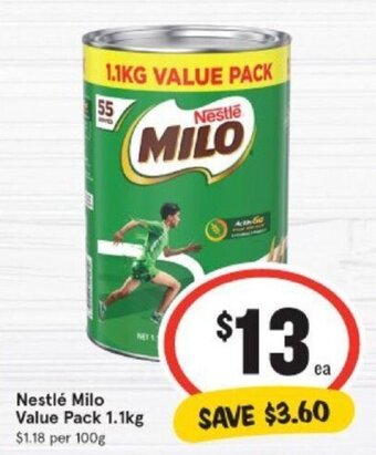 IGA Nestle Milo Value Pack 1.1kg offer