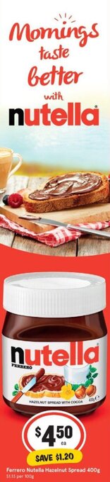 IGA Ferrero Nutella Hazelnut Spread 400g offer