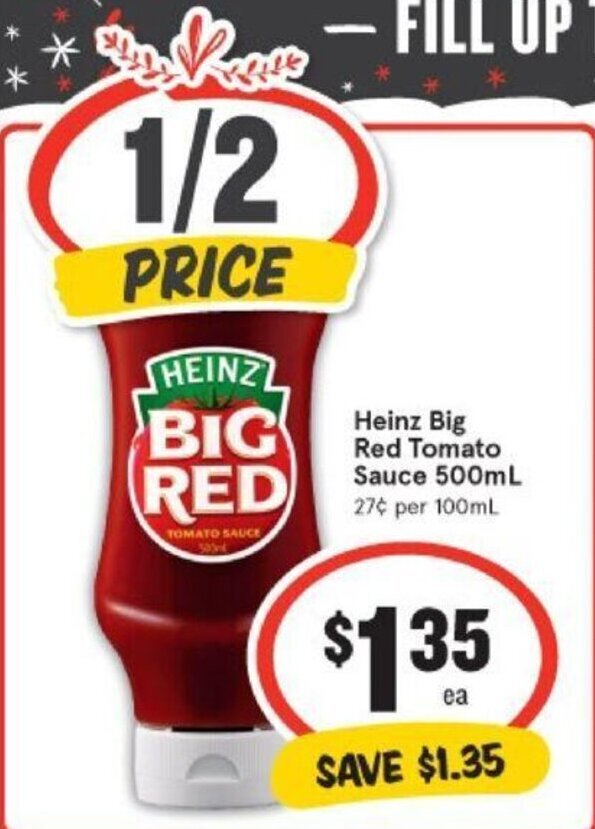 Heinz Big red Tomato Sauce 500ml offer at IGA