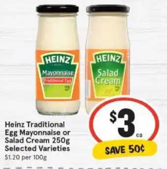 IGA Heinz Traditional Egg Mayonnaise or Salad Cream 250g offer