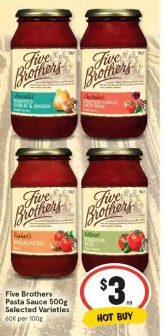 IGA Five Brithers Pasta Sauce 500g offer