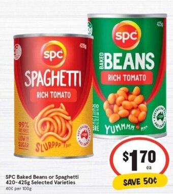IGA SPC Baked Beans or Spaghetti 420-425g offer