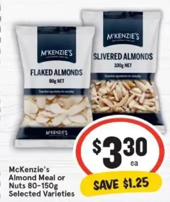 IGA Mckenzie's Almond Meal or Nuts 80-150g offer