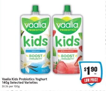 IGA Vaalia Kids Probiotics Yoghurt 140g offer
