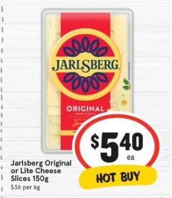 IGA Jarlsberg Original or Lite Cheese Slices 150g offer