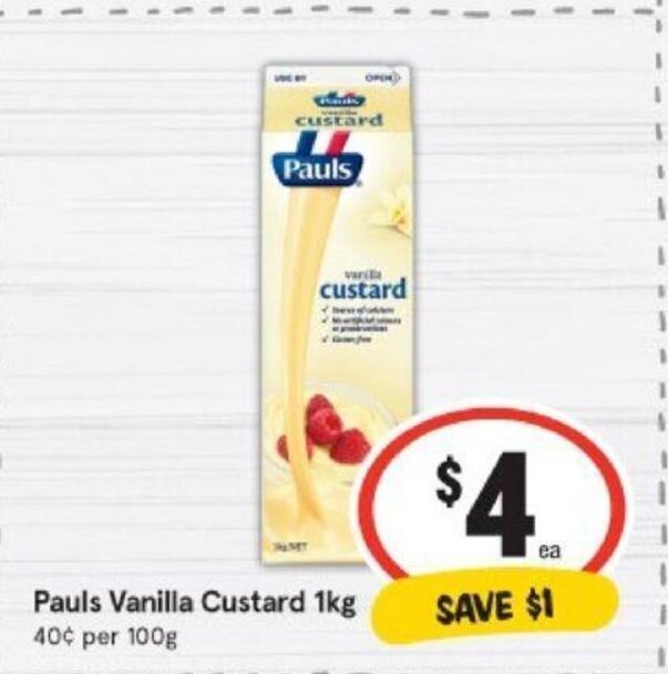 Pauls Vanilla Custard 1kg offer at IGA