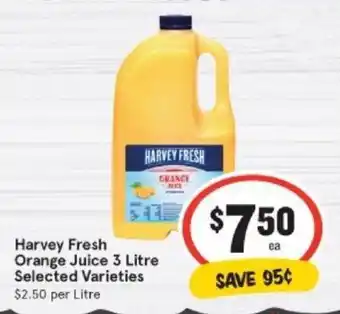 IGA Harvey Fresh Orange Juice 3 Litre offer