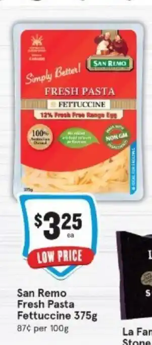 IGA San Remo Fresh Pasta Fettuccine 375g offer