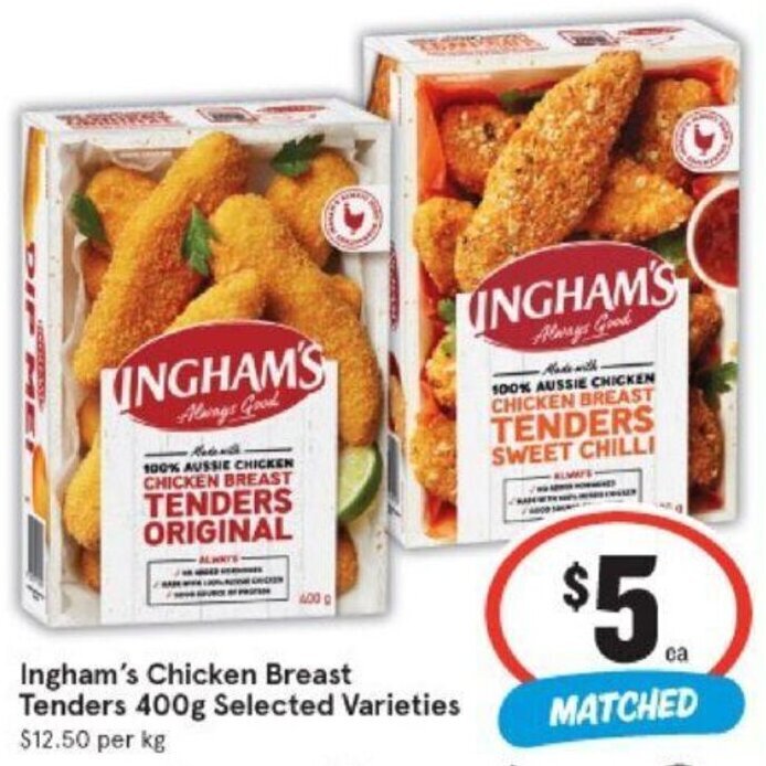 Ingham's Chicken Breast Tenders 400g offer at IGA