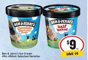 IGA Ben & Jerry's Ice Cream 436-458ml offer