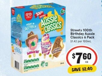 IGA Streets 100th Birthday Aussie Classics 6 Pack offer