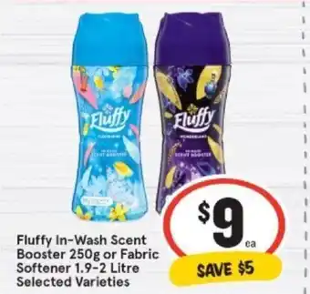 IGA Fluffy In-Wash Scent Booster 250g or Fabric Softener 1.9-2Litre offer