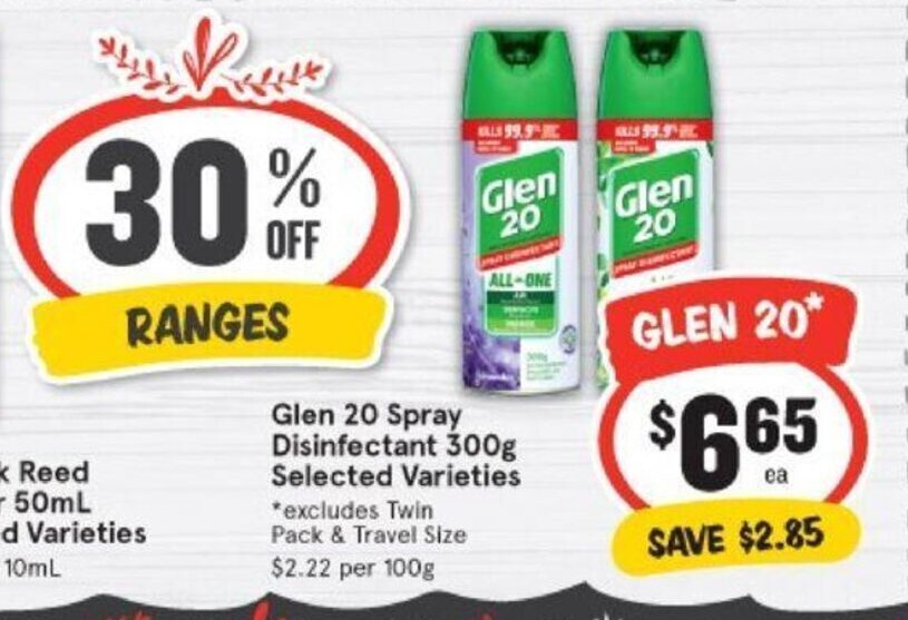Glen 20 Spray Disinfectant 300g offer at IGA