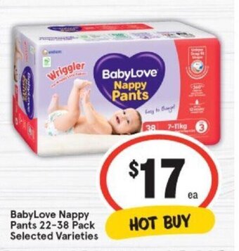 IGA Babylove Nappy Pants 22-38 Pack offer