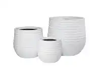 LivingStyles Ryker 3 Piece Stonelite Planter Set, White offer