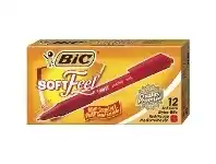 Officeworks BIC SoftFeel Ballpoint Pens Red 12 Pack offer